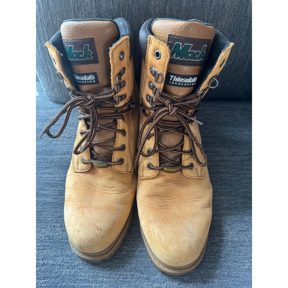 Mack Thinsulate Insulation Waterproof Light Brown Men's Work Boots Size 12